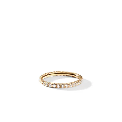 Cable Collectibles® Stack Ring in 18K Yellow Gold with Pavé Diamonds