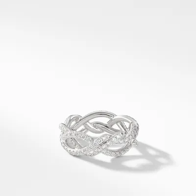 DY Wisteria® Band Ring in Platinum with Pavé Diamonds