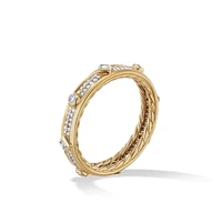 Modern Renaissance Band Ring in 18K Yellow Gold with Full Pavé Diamonds