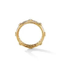 Modern Renaissance Band Ring in 18K Yellow Gold with Full Pavé Diamonds
