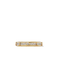 Modern Renaissance Band Ring in 18K Yellow Gold with Full Pavé Diamonds