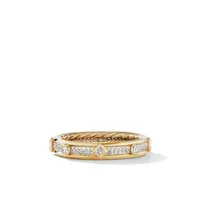 Modern Renaissance Band Ring in 18K Yellow Gold with Full Pavé Diamonds