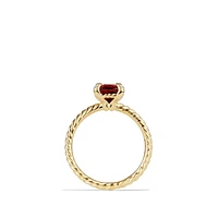 Chatelaine Ring in 18K Yellow Gold with Garnet and Diamonds, 7mm