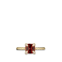Chatelaine Ring in 18K Yellow Gold with Garnet and Diamonds, 7mm