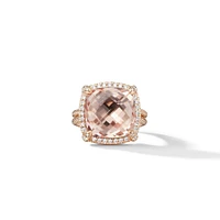 Chatelaine® Pavé Bezel Ring in 18K Rose Gold with Morganite and Diamonds
