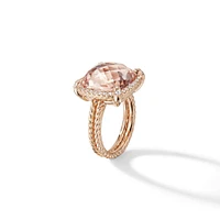 Chatelaine® Pavé Bezel Ring in 18K Rose Gold with Morganite and Diamonds