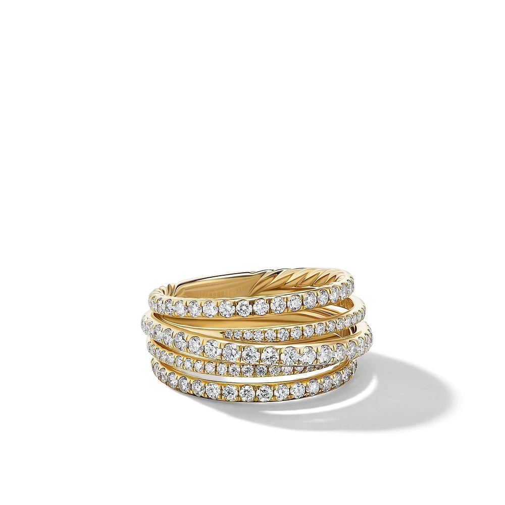 Pavé Crossover Ring in 18K Gold with Diamonds