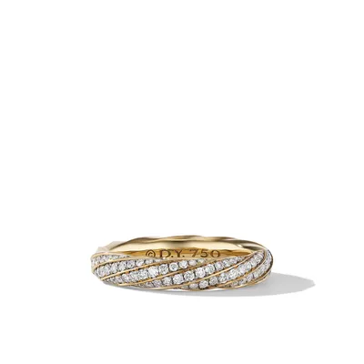 Cable Edge? Band Ring in Recycled 18K Yellow Gold with Pavé Diamonds