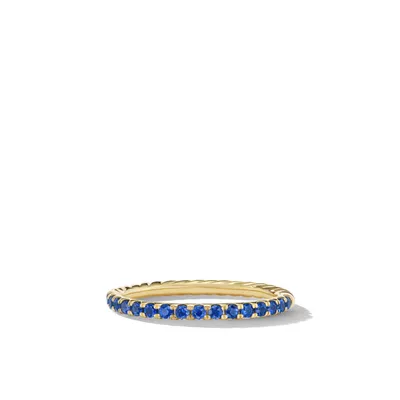 Cable Collectibles® Stack Ring in 18K Yellow Gold with Pavé Blue Sapphires