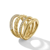 DY Mercerâ„¢ Multi Row Ring in 18K Yellow Gold with Diamonds, 14mm