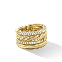 DY Mercerâ„¢ Multi Row Ring in 18K Yellow Gold with Diamonds, 14mm