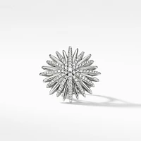 Starburst Ring in Sterling Silver with Pavé Diamonds