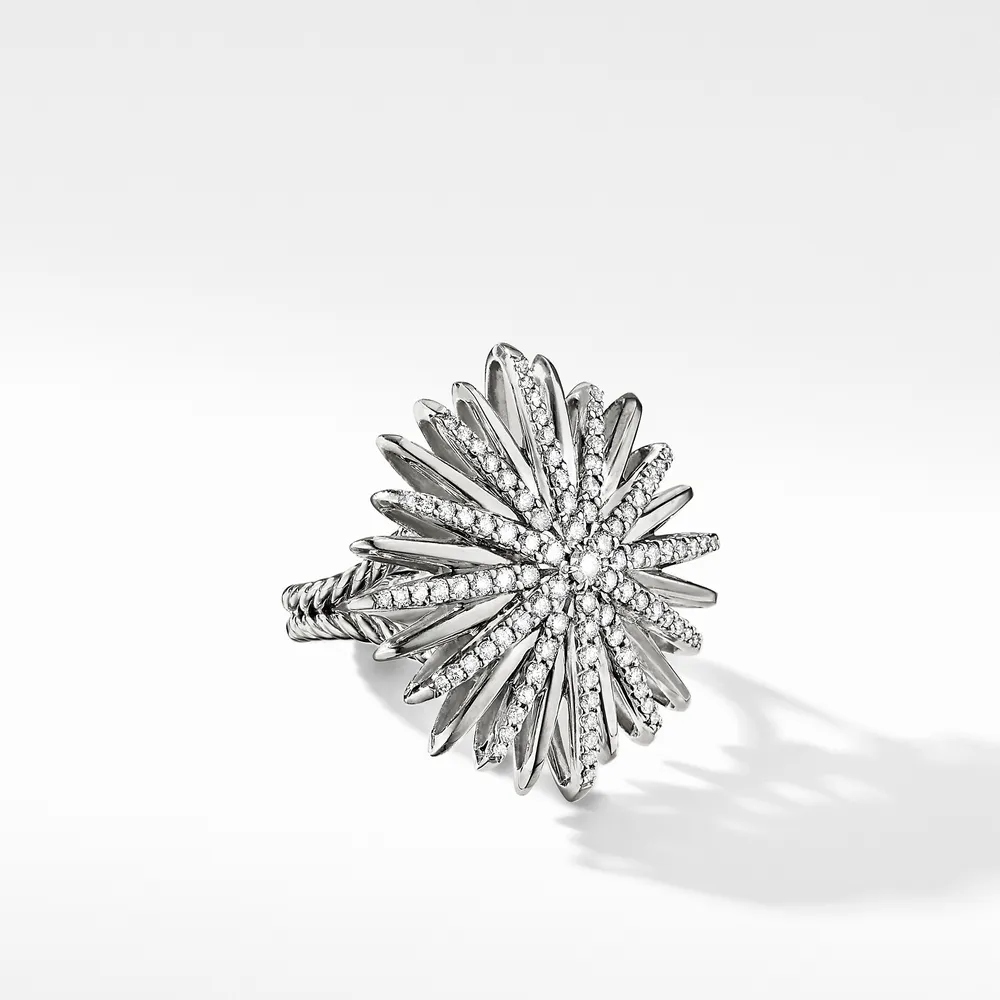 Starburst Ring in Sterling Silver with Pavé Diamonds