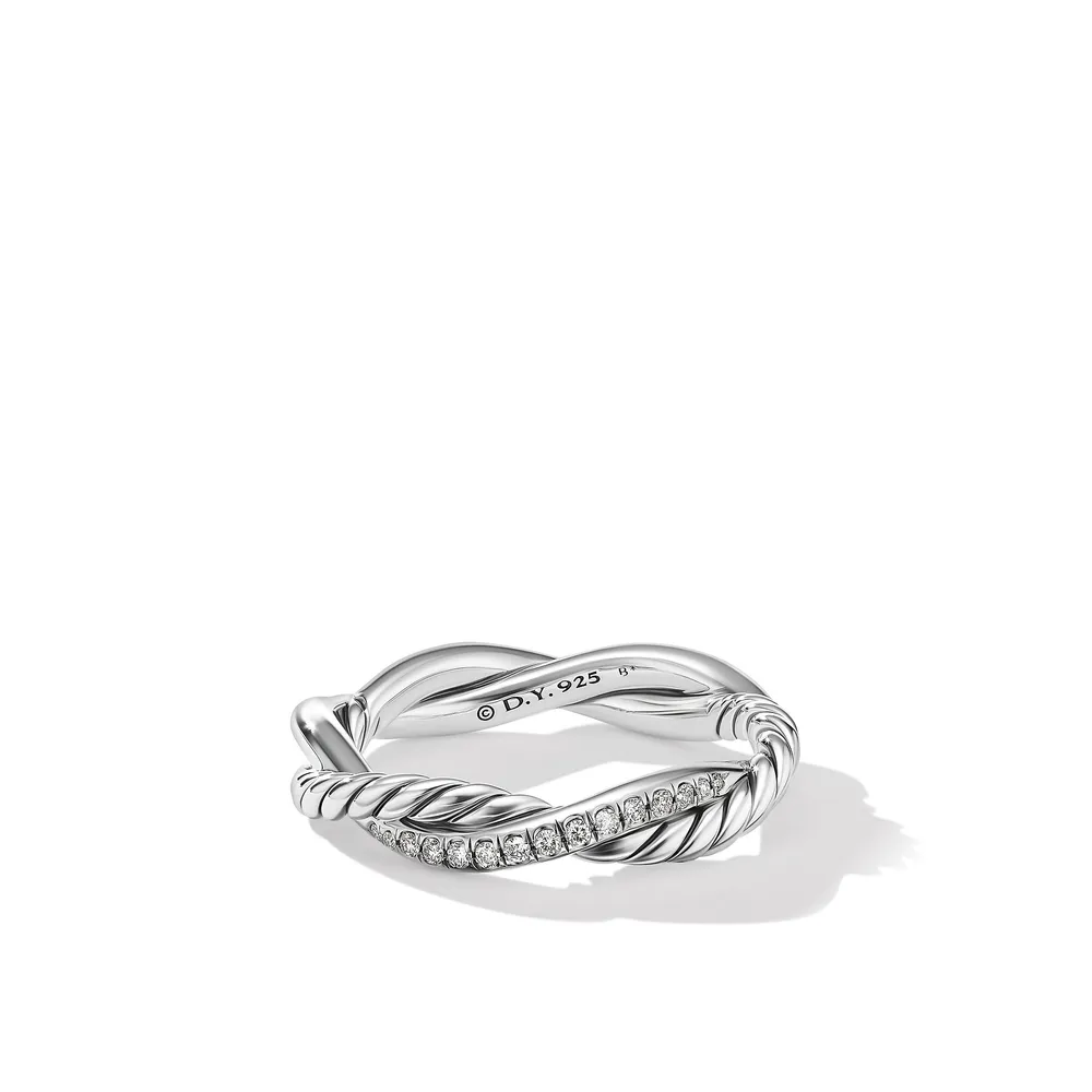 Petite Infinity Band Ring in Sterling Silver with Pavé Diamonds