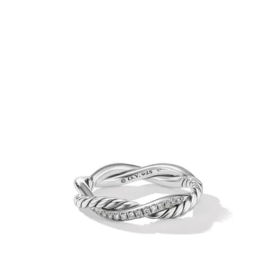 Petite Infinity Band Ring in Sterling Silver with Pavé Diamonds