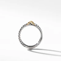 Petite X Ring in Sterling Silver with 18K Yellow Gold