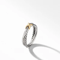 Petite X Ring in Sterling Silver with 18K Yellow Gold