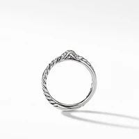 Petite X Ring in Sterling Silver with Diamonds