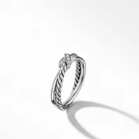 Petite X Ring in Sterling Silver with Diamonds