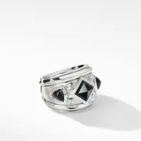 Modern Renaissance Stone Ring in Sterling Silver with Black Onyx