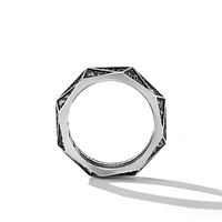 Torqued Faceted Band Ring in Sterling Silver with Diamonds