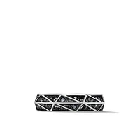 Torqued Faceted Band Ring in Sterling Silver with Diamonds