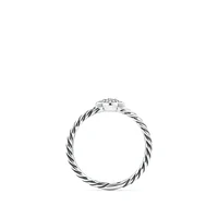 Cable Collectibles Quatrefoil Stack Ring in Sterling Silver with Pavé Diamonds, 6.6mm