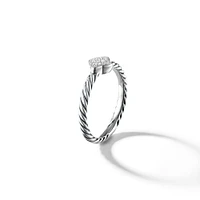 Cable Collectibles Quatrefoil Stack Ring in Sterling Silver with Pavé Diamonds, 6.6mm