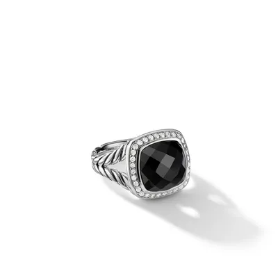 Albion Ring in Sterling Silver with Black Onyx and Diamonds, 11mm