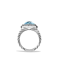 Albion® Ring in Sterling Silver with Blue Topaz and Pavé Diamonds