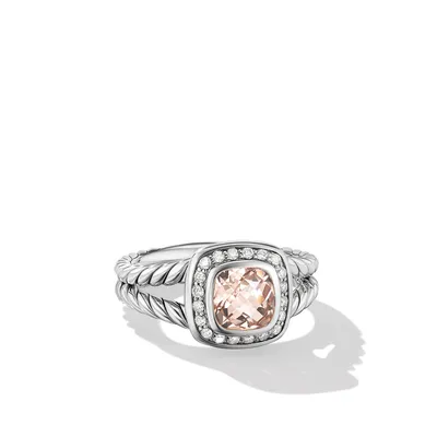 Petite Albion® Ring in Sterling Silver with Morganite and Pavé Diamonds