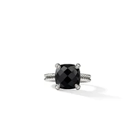 Chatelaine Ring in Sterling Silver with Black Onyx and Diamonds, 11mm