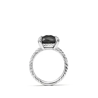Chatelaine Ring in Sterling Silver with Black Onyx and Diamonds, 11mm