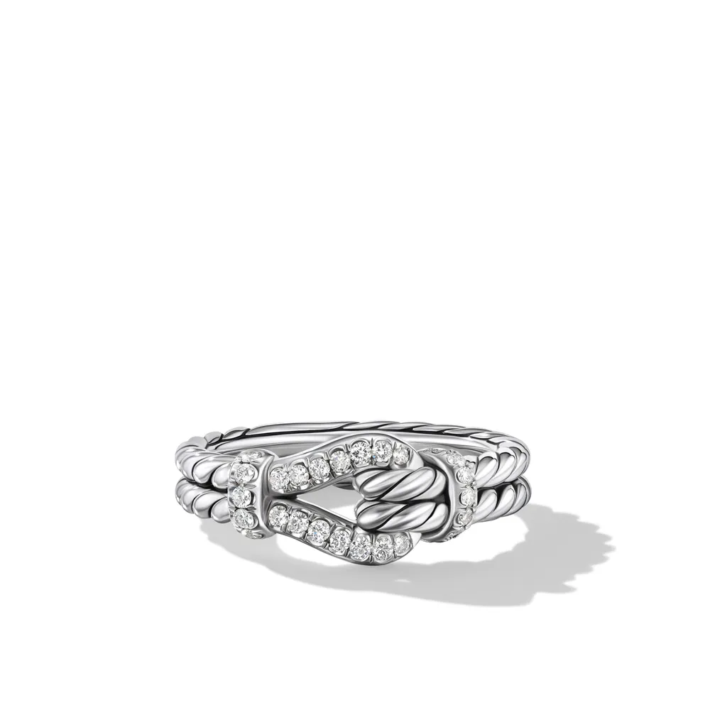 Thoroughbred Loop Ring in Sterling Silver with Pavé Diamonds