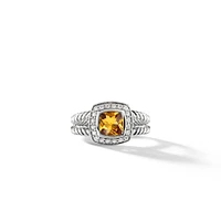 Petite Albion® Ring in Sterling Silver with Citrine and Pavé Diamonds