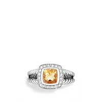 Petite Albion® Ring in Sterling Silver with Citrine and Pavé Diamonds