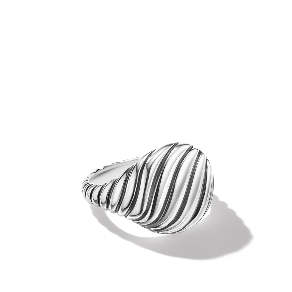 Sculpted Cable Pinky Ring in Sterling Silver