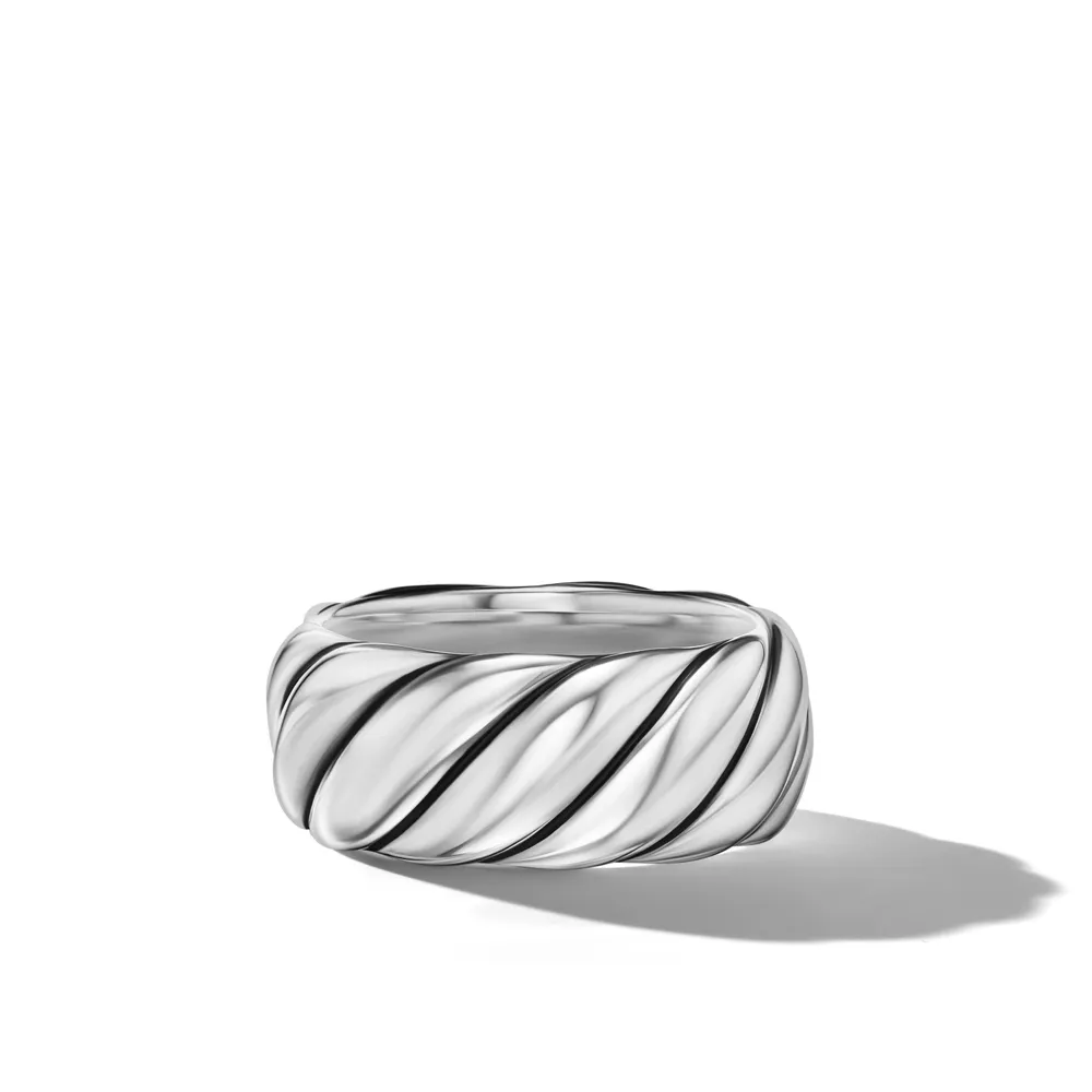 Sculpted Cable Band Ring in Sterling Silver