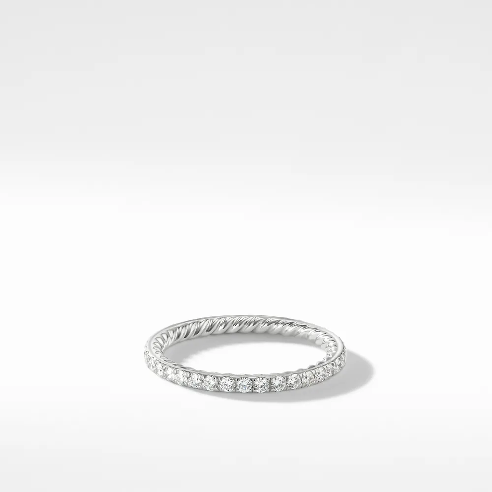 DY Eden Band Ring in Platinum with Pavé Diamonds