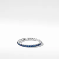 DY Eden Band Ring in Platinum with Pavé Blue Sapphires