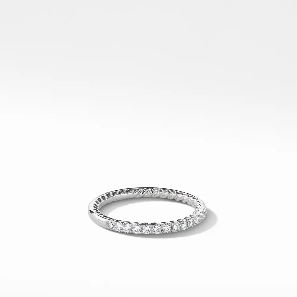 DY Eden Partway Band Ring in Platinum with Pavé Diamonds