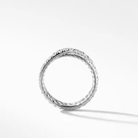 DY Crossover® Band Ring in Platinum with Diamonds