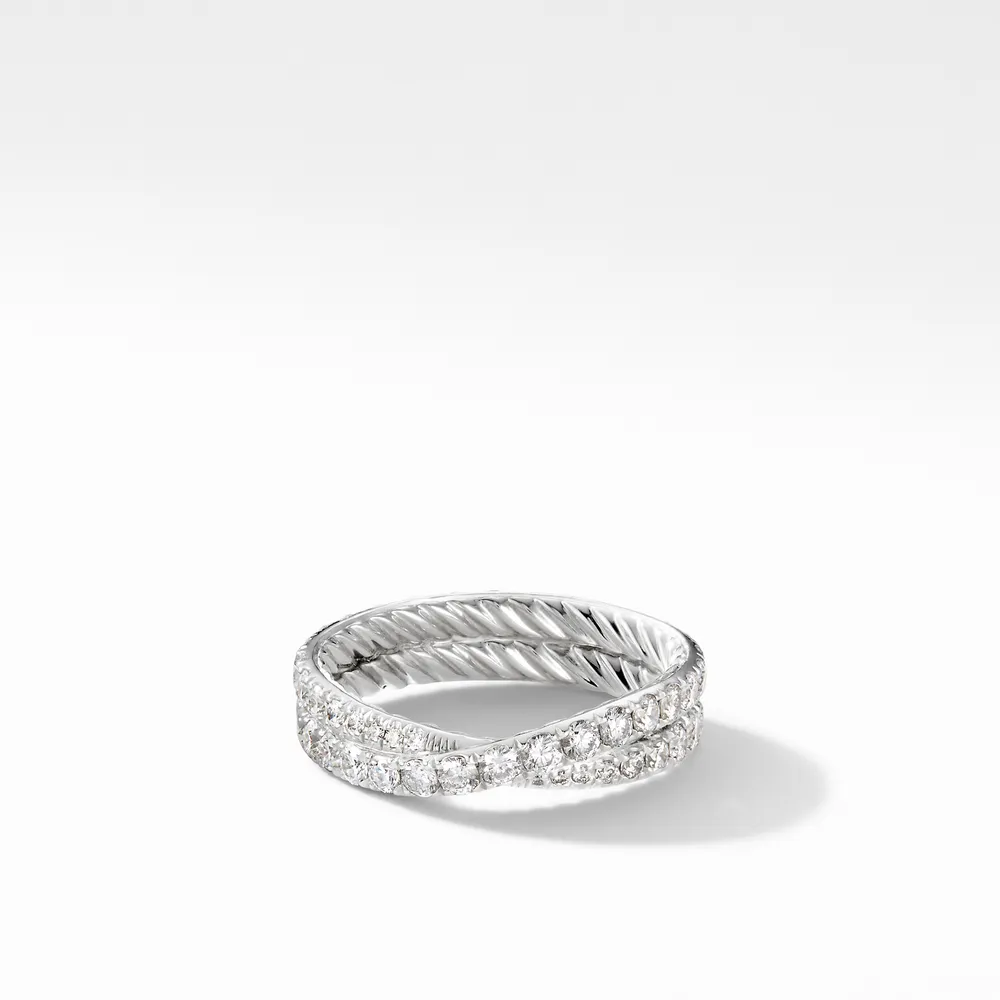 DY Crossover® Band Ring in Platinum with Diamonds