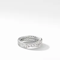 DY Crossover® Band Ring in Platinum with Diamonds