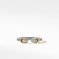 Petite Helena Open Ring in Sterling Silver with 18K Yellow Gold and Pavé Diamonds