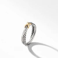 Petite X Ring in Sterling Silver with 18K Yellow Gold