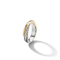 Crossover Band Ring in Sterling Silver with 18K Yellow Gold