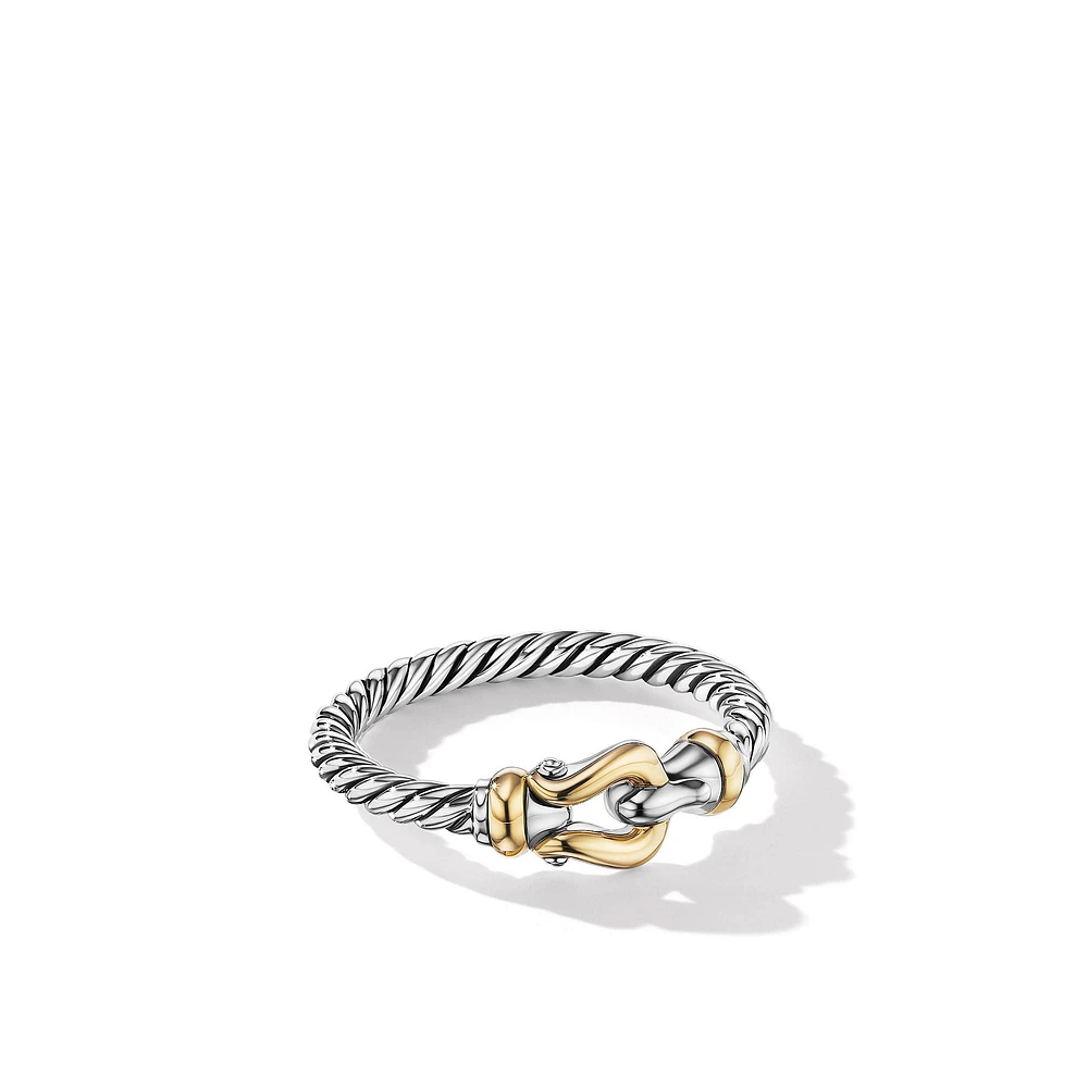 Petite Buckle Ring in Sterling Silver with 18K Yellow Gold