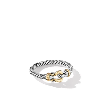 Petite Buckle Ring in Sterling Silver with 18K Yellow Gold