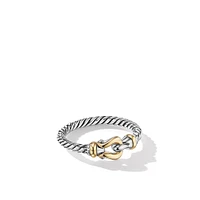 DY Initial Pinky Ring in 18K Yellow Gold with Diamond F, 9.8mm